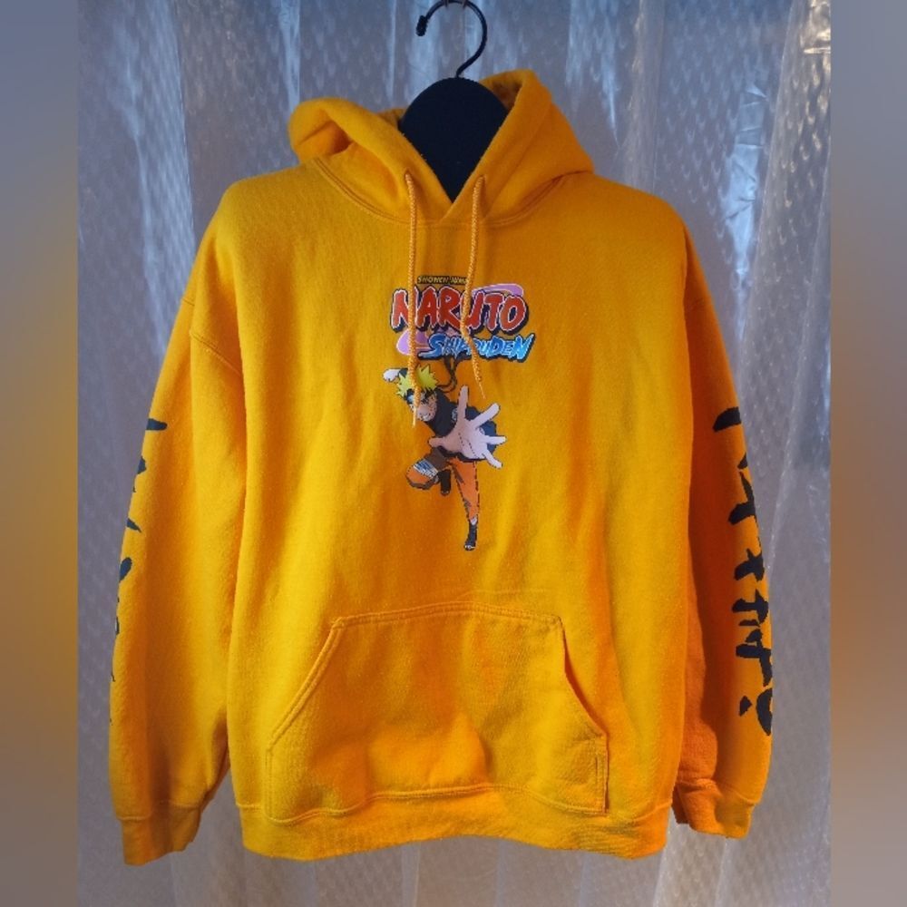 Naruto Shippuden Shonen Jump Yellow Pullover Hoodie Size L